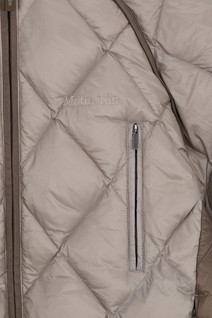 Matin Kim Quilting Hoody Lightweight Jumper — Beige