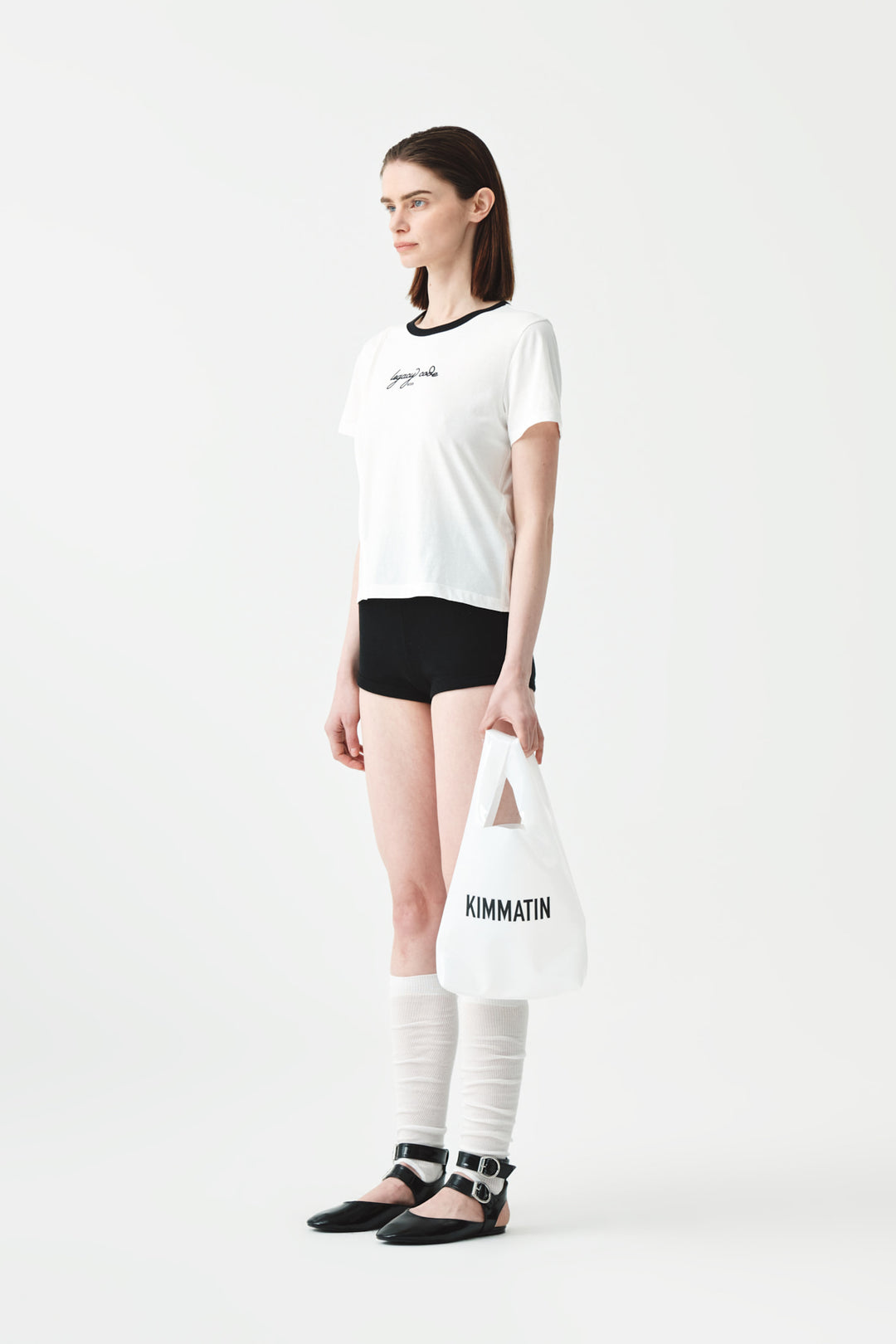 KIMMATIN Back Slit Slim Top — White