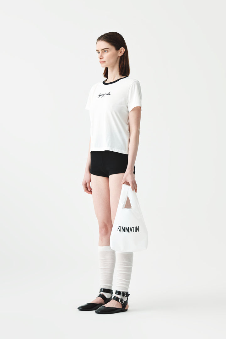 KIMMATIN Back Slit Slim Top — White
