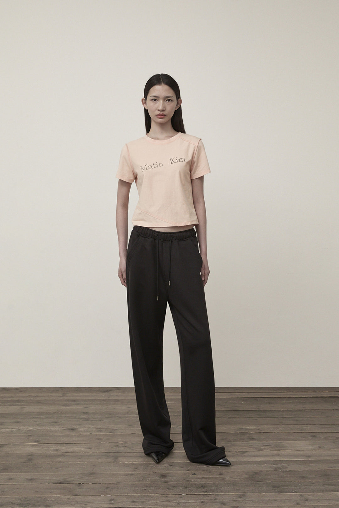 Matin Kim Diagonal Logo Reversible Crop Top — Orange