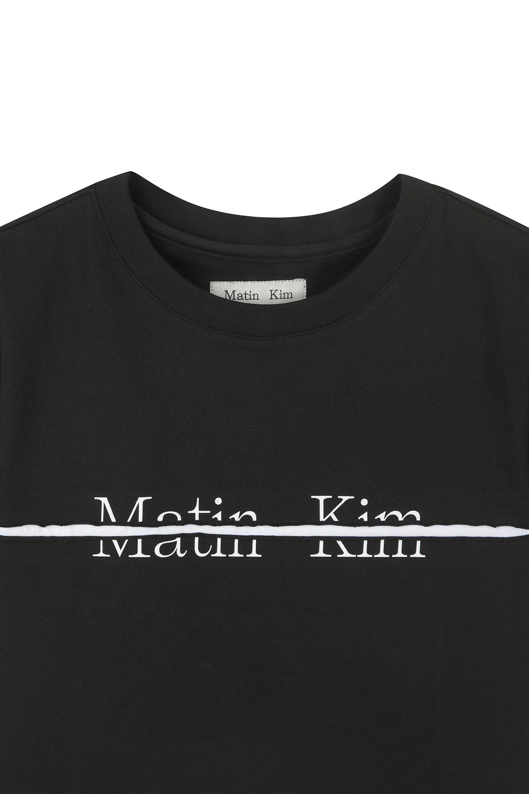 Matin Kim Logo Cutted Crop Top — Black