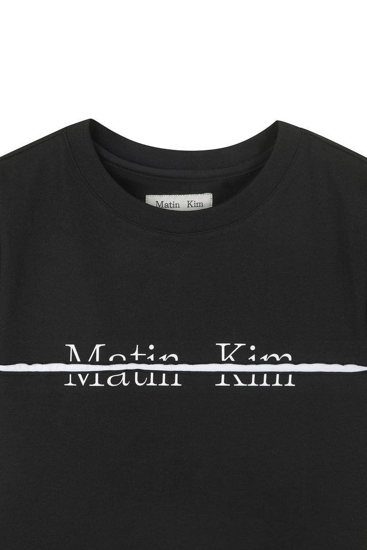 Matin Kim Logo Cutted Crop Top — Black