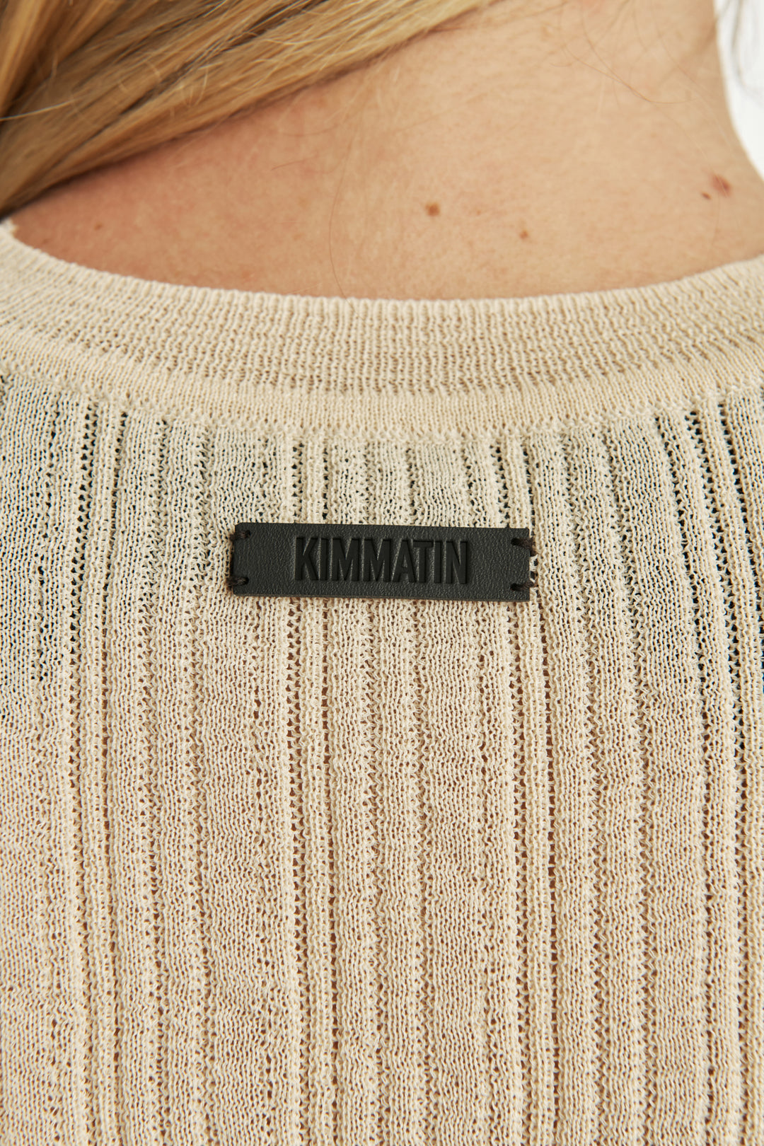 KIMMATIN Sheer Half Sleeve Knit Top — Ivory