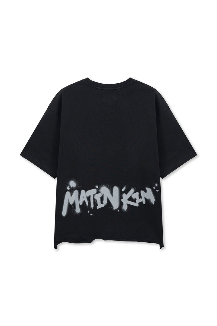 Matin Kim Raw Cut Graffiti Logo Top — Black