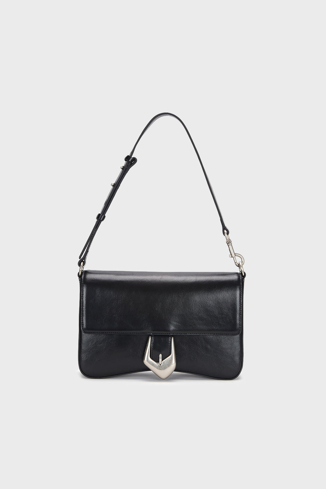 KIMMATIN Bold Buckle Leather Shoulder Bag — Black
