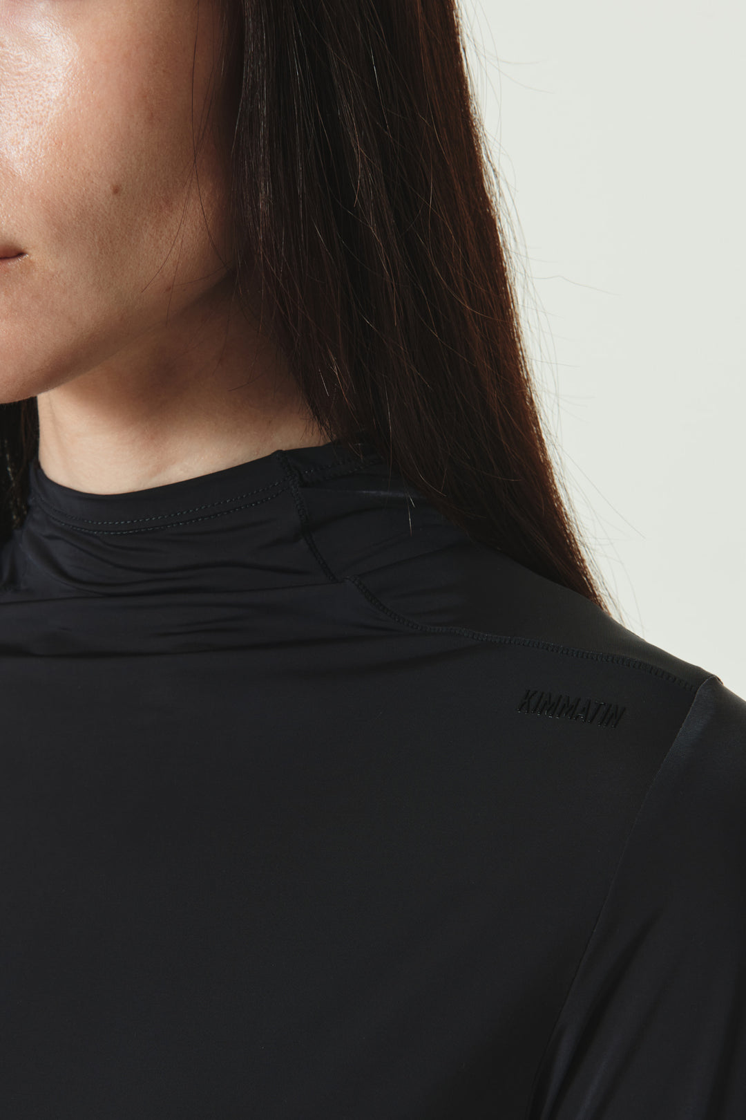 KIMMATIN Half Neck Light Long Sleeve Top — Charcoal