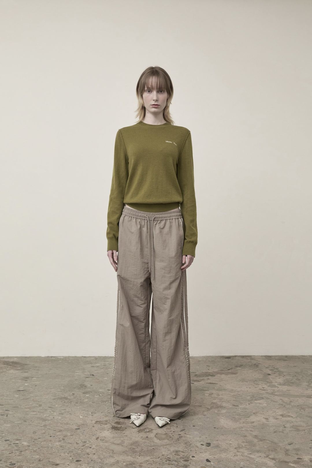 Matin Kim Cashmere Blended Round Knit — Olive