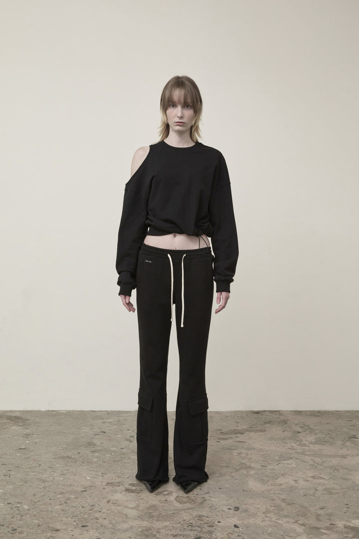 Matin Kim Boots Cut Slim Cargo Sweatpants — Black