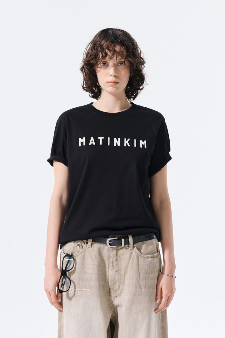 Matin Kim Applique Felt Logo Top — Black