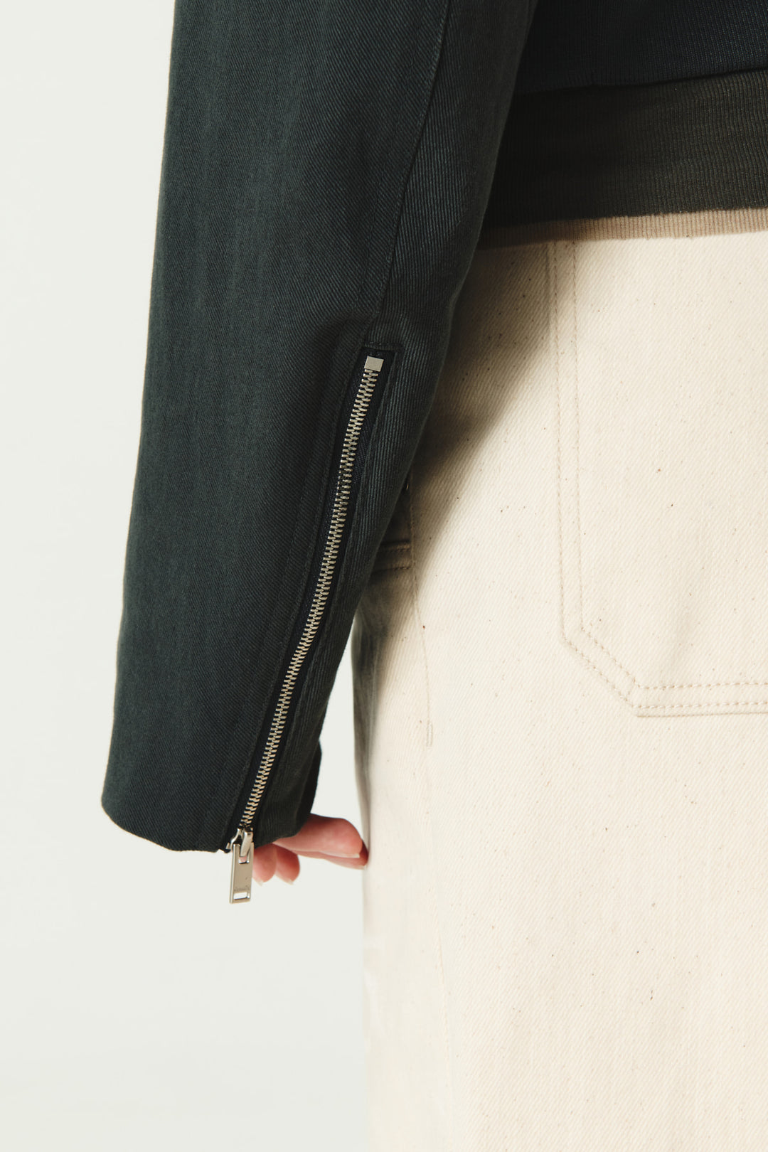 KIMMATIN Washed Crop Bomber Jumper — Gray