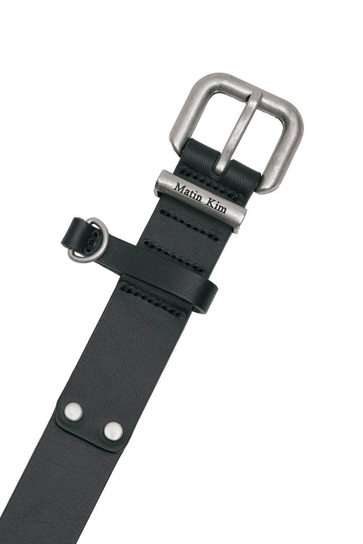 Matin Kim Double Stud Leather Belt — Black