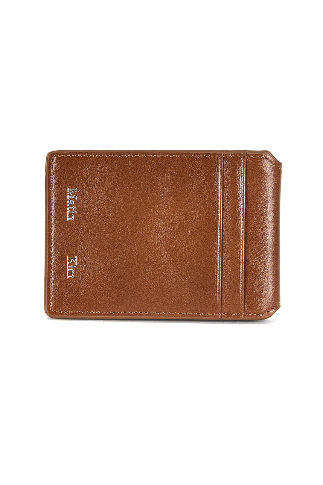 Matin Kim Embossed Logo Business Wallet — Camel