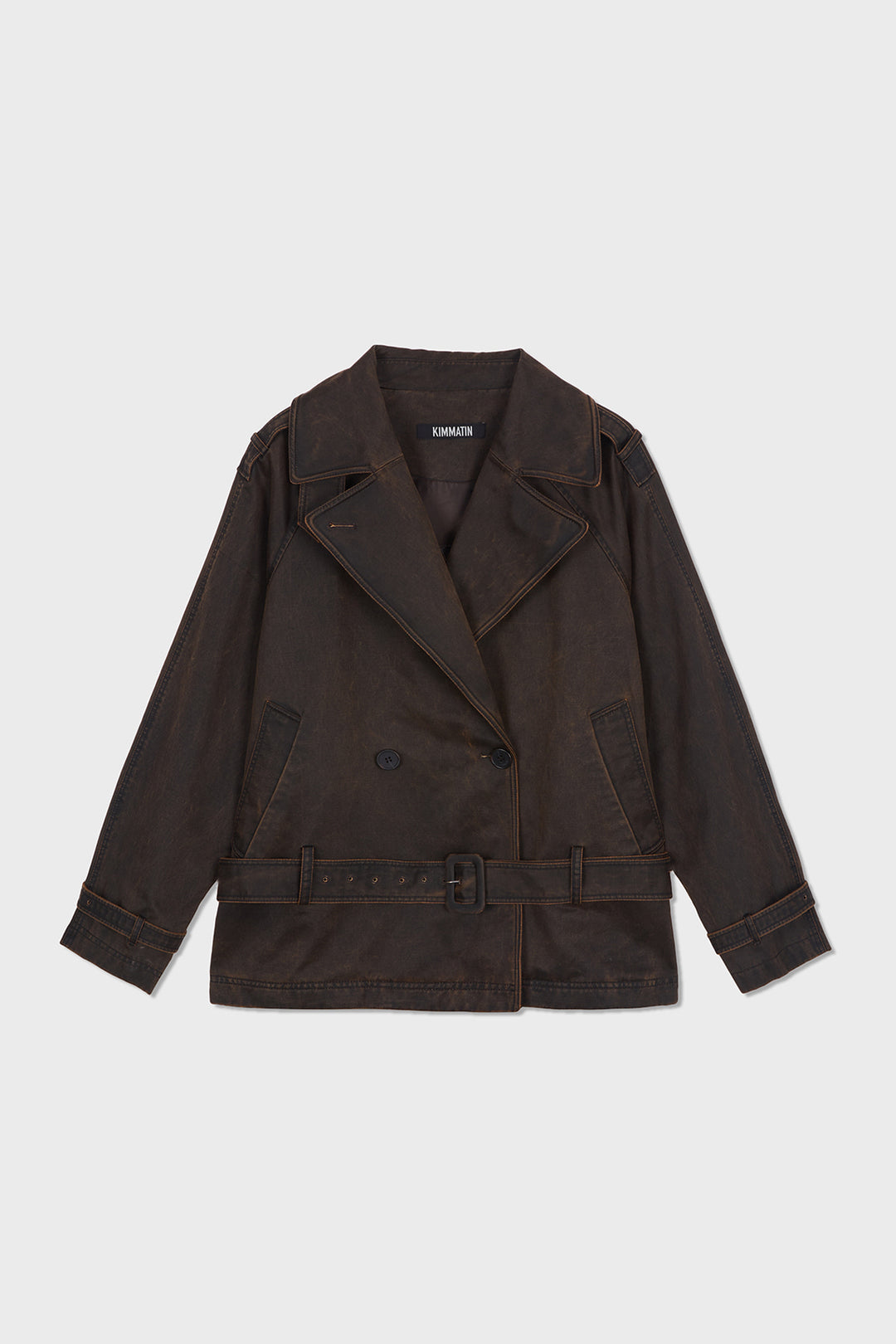 KIMMATIN Washed Trench Jacket — Brown