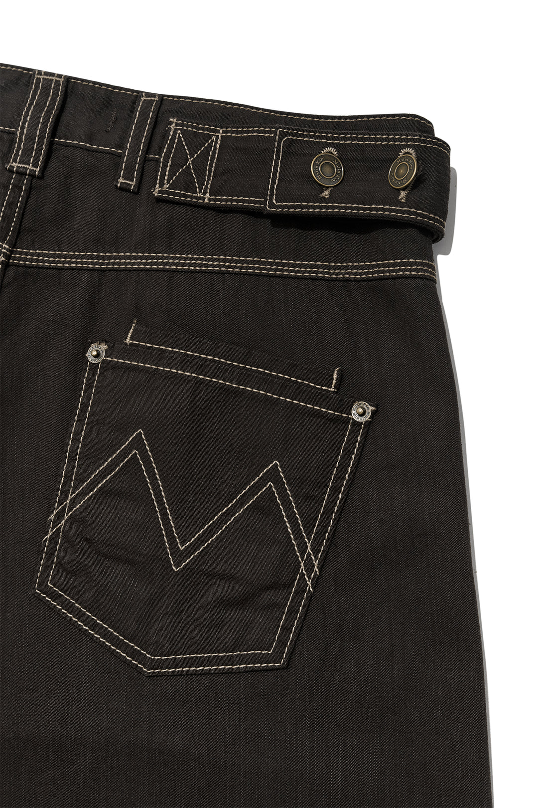 Matin Kim Waist Buckle Curved Twill Denim — Charcoal