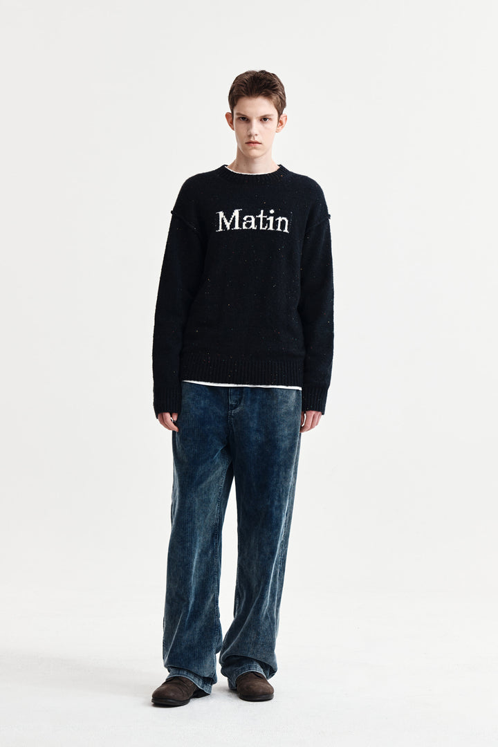 Matin Kim Mixed Yarn Knit Pullover — Dark Navy