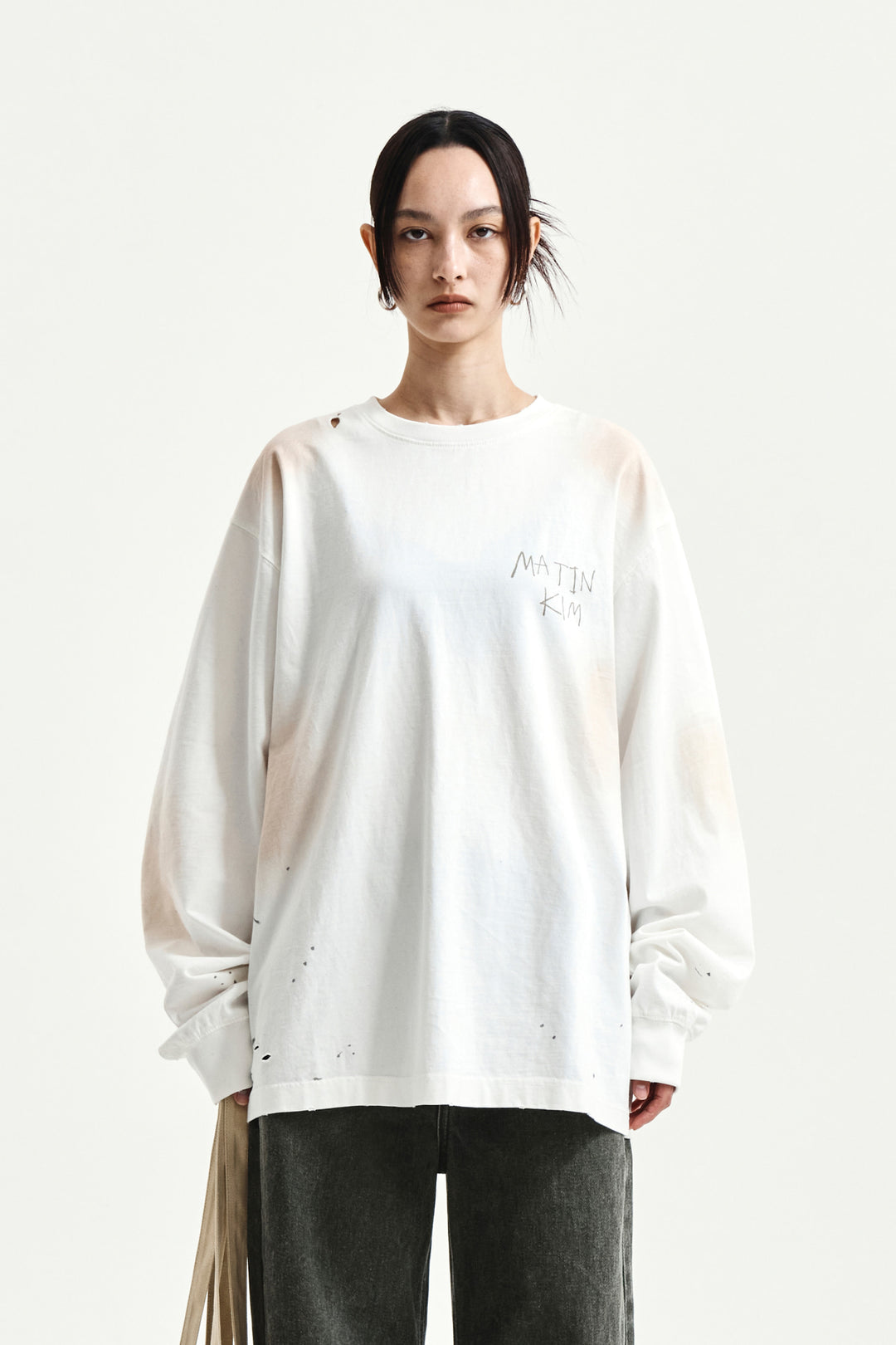 Matin Kim Vintage Washed Logo Top — Ivory