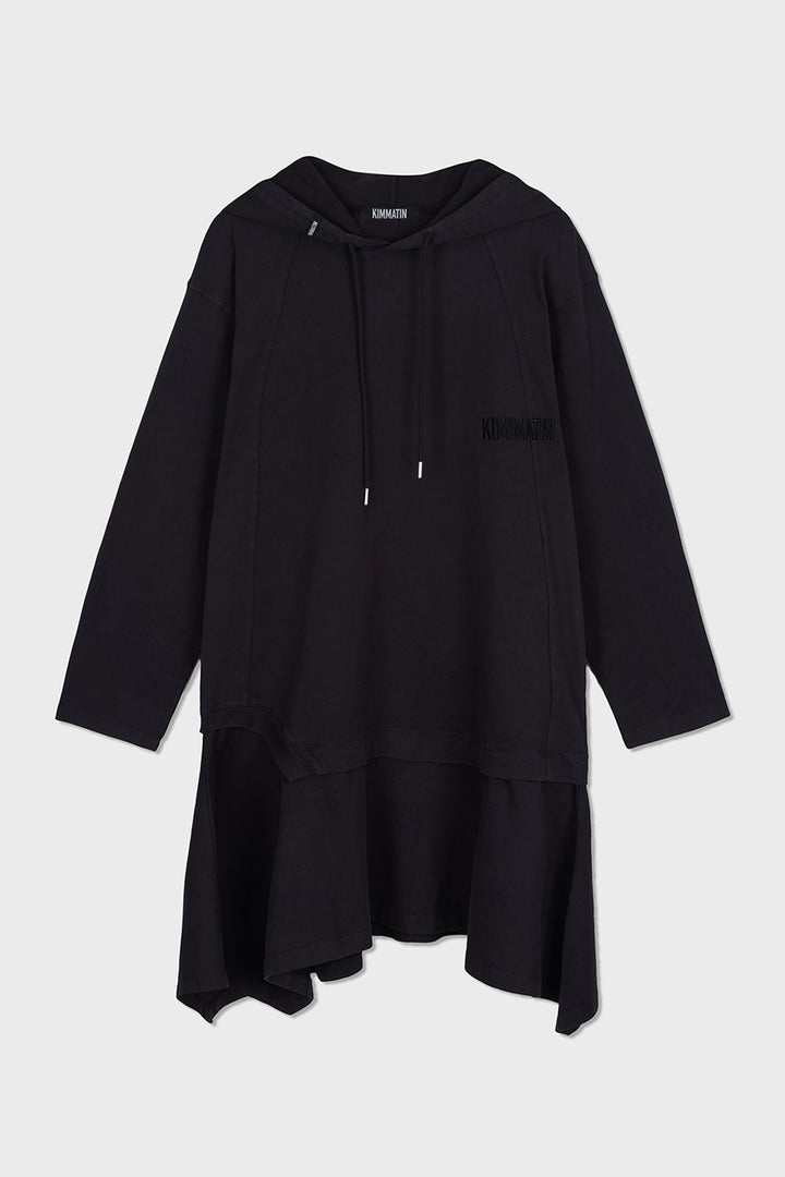 KIMMATIN Back Open Hoody Jersey Dress — Charcoal