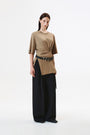 KIMMATIN Diagonal Zipper Belted Pants — Black
