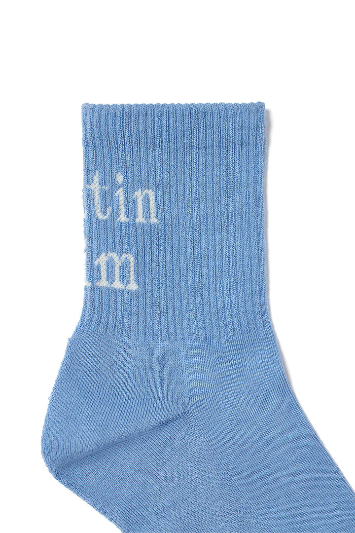 Matin Kim Big Logo Crew Socks — Blue