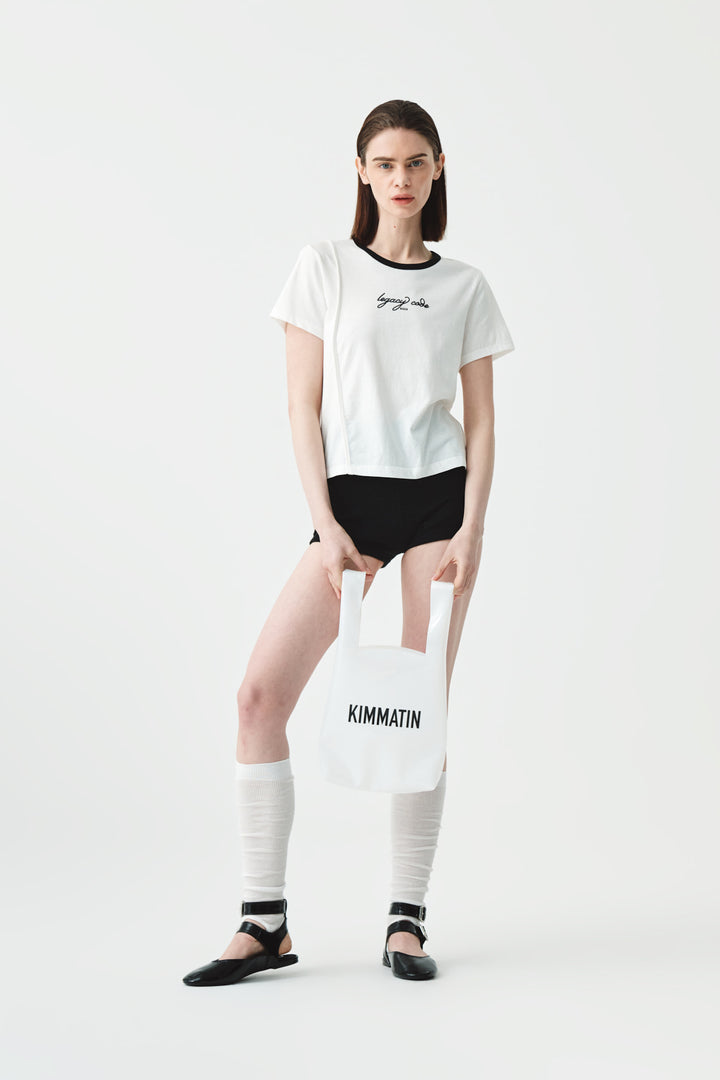 KIMMATIN Back Slit Slim Top — White