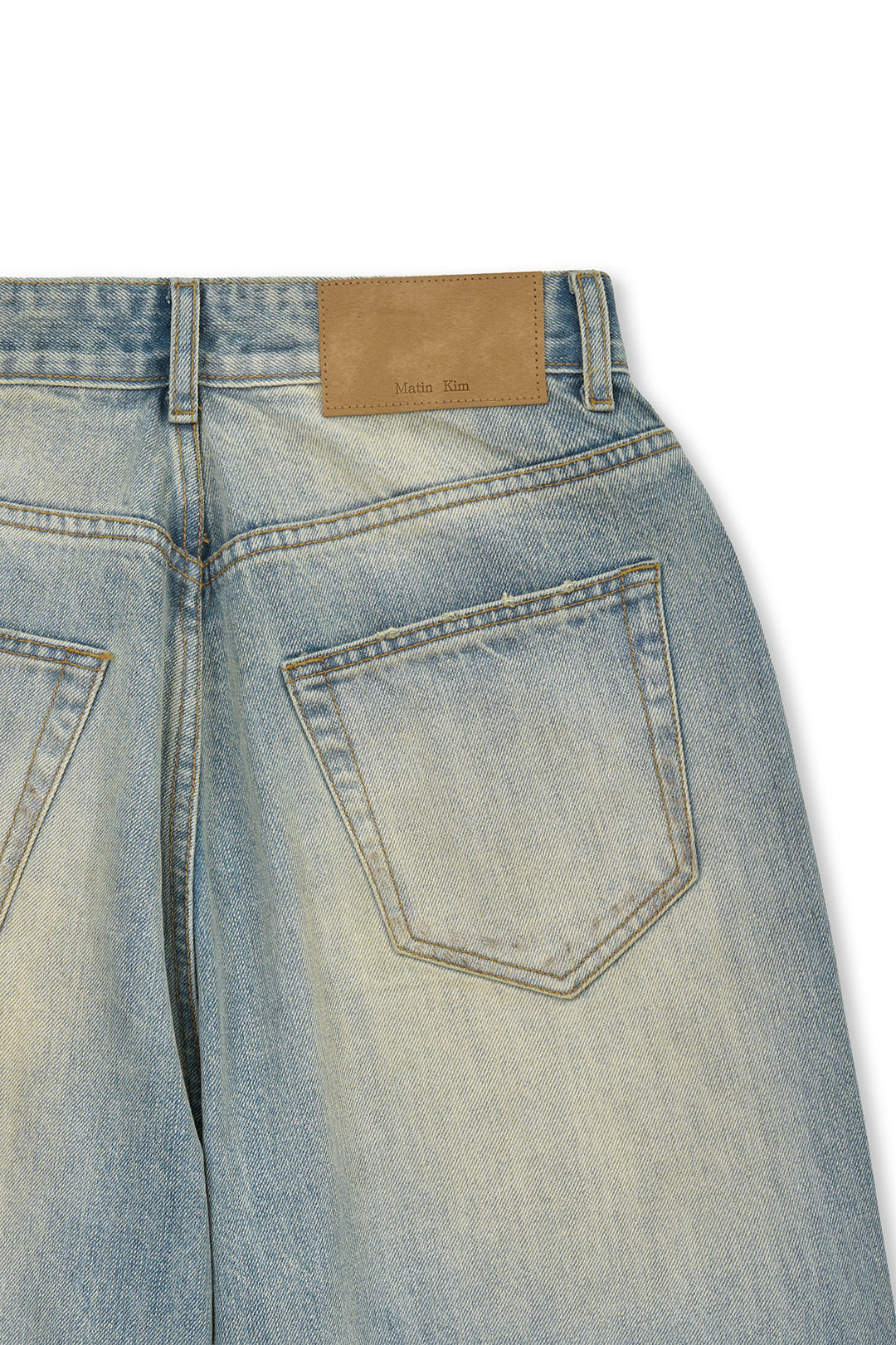 Matin Kim Vintage Dirty Washed Denim Pants — Light Blue