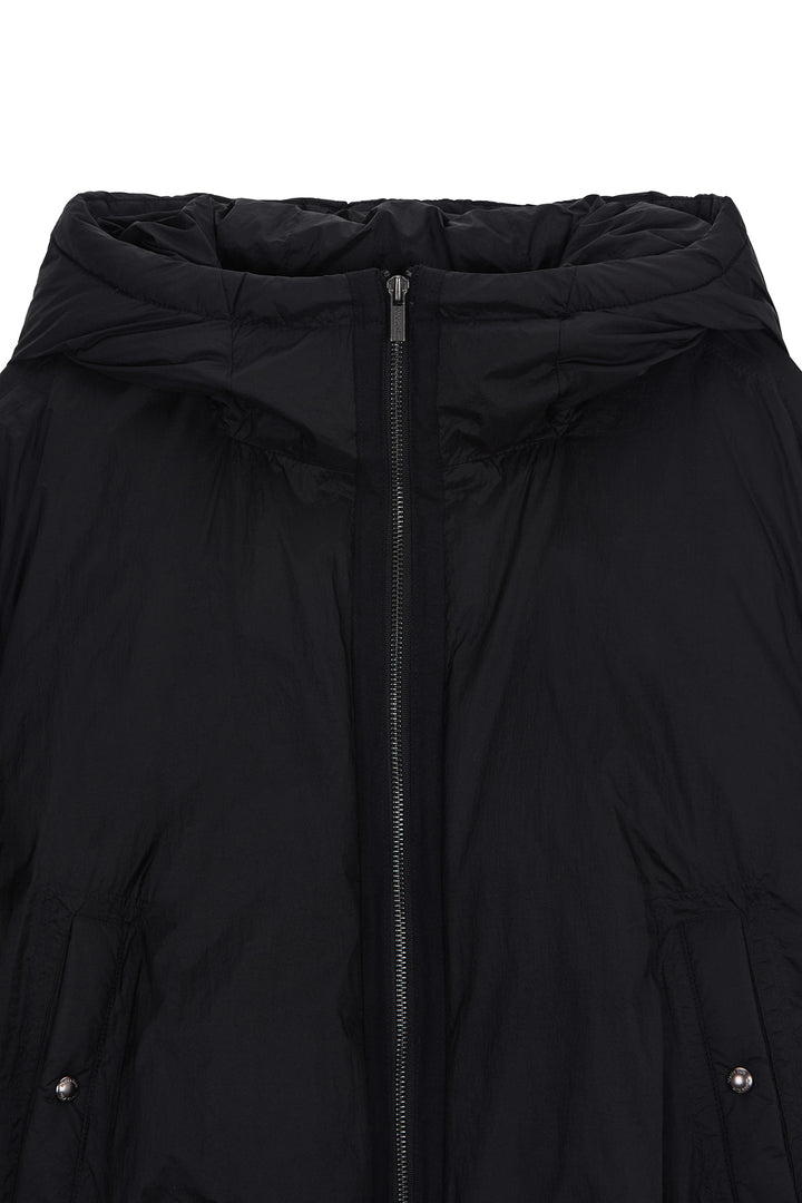 Matin Kim Back Logo Hoody Short Down Jumper — Black