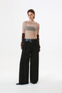 KIMMATIN Cutting Detail Wide Cotton Pants — Black