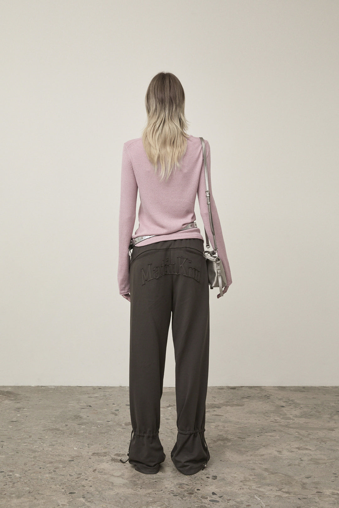 Matin Kim Glitter Slim Logo Knit Top — Pink