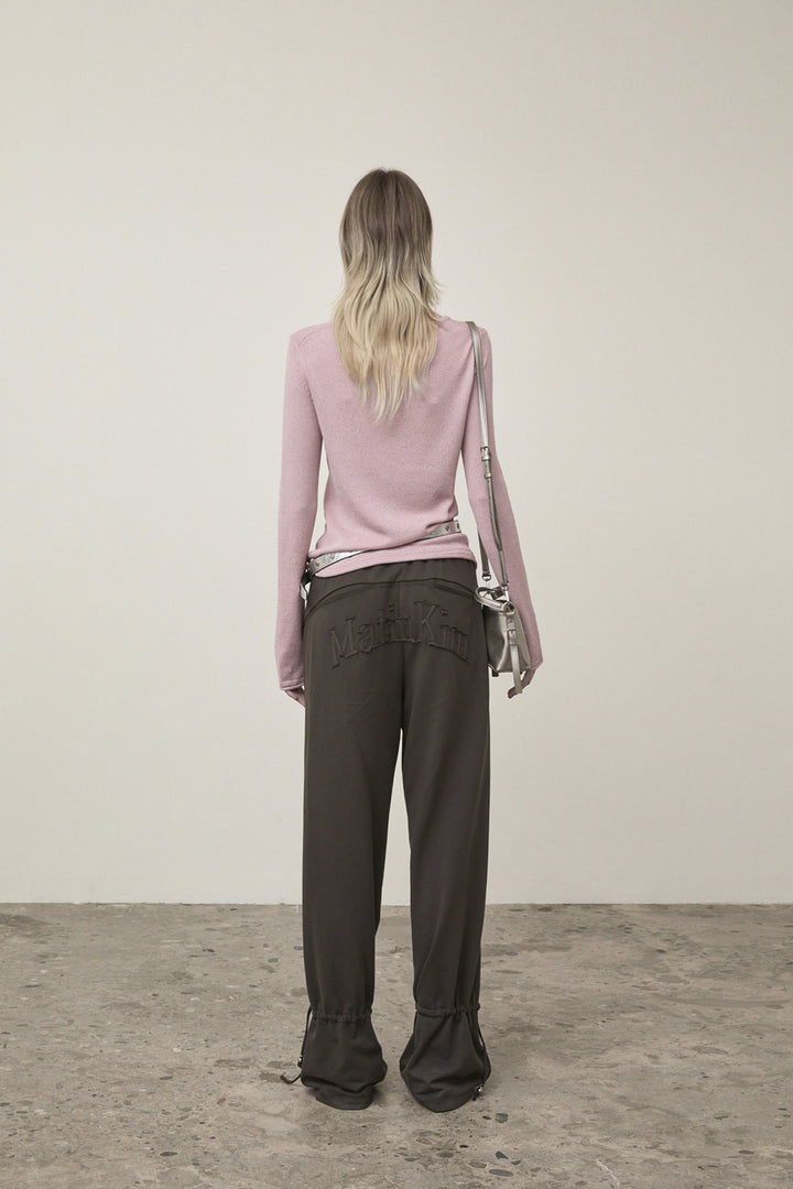 Matin Kim Glitter Slim Logo Knit Top — Pink