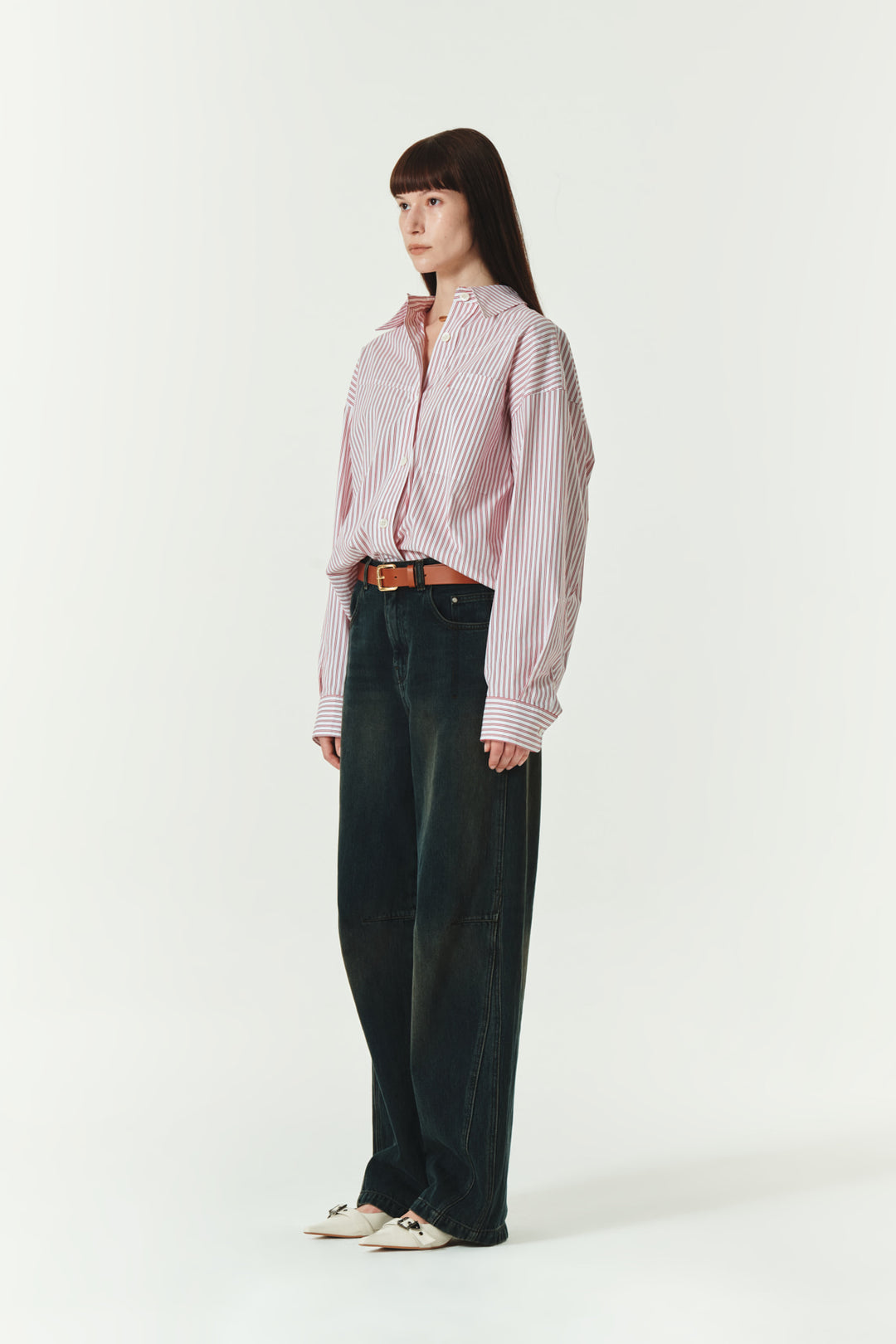 KIMMATIN Two Way Stripe Shirt — Red