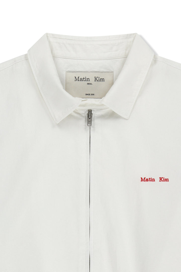 Matin Kim Small Logo Cotton Zip Up Jumper — White