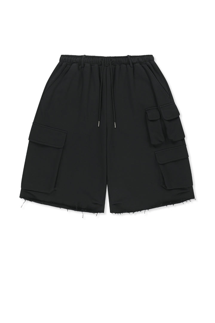 Matin Kim Terry Utility Pocket Bermuda — Black