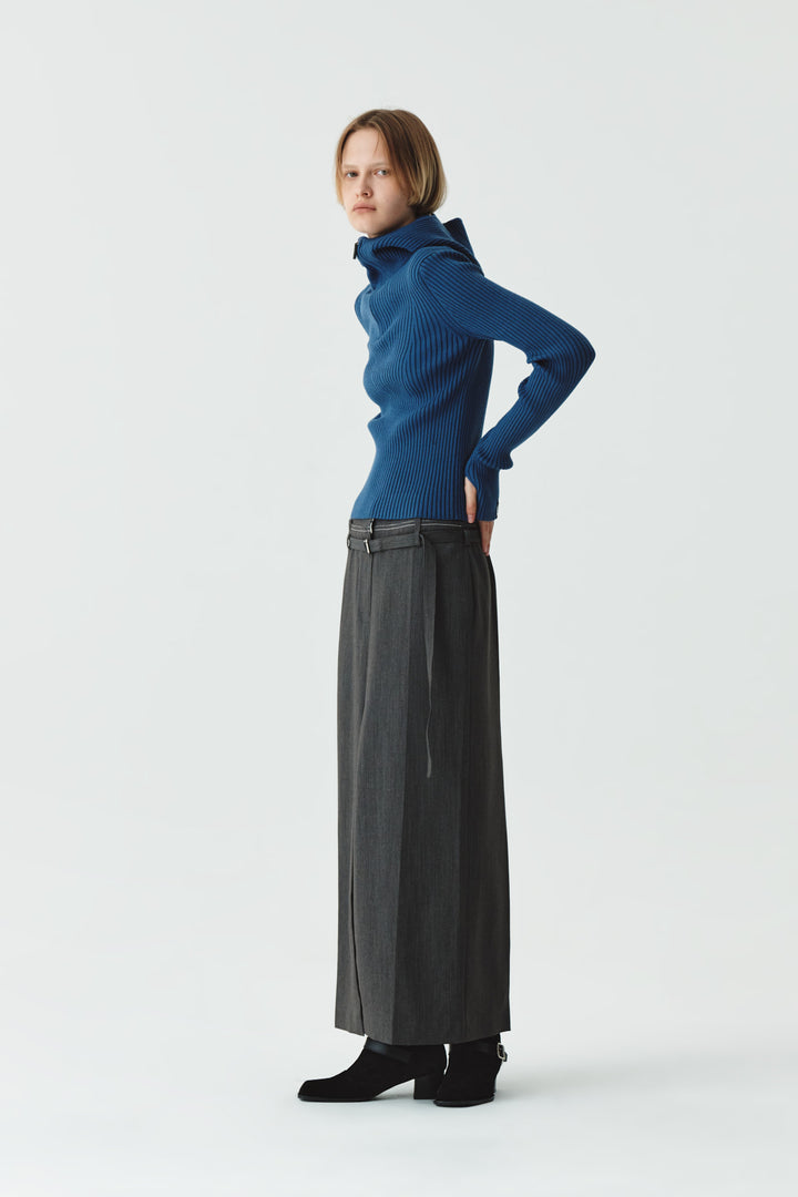 KIMMATIN Slit Point H Line Long Skirt — Gray