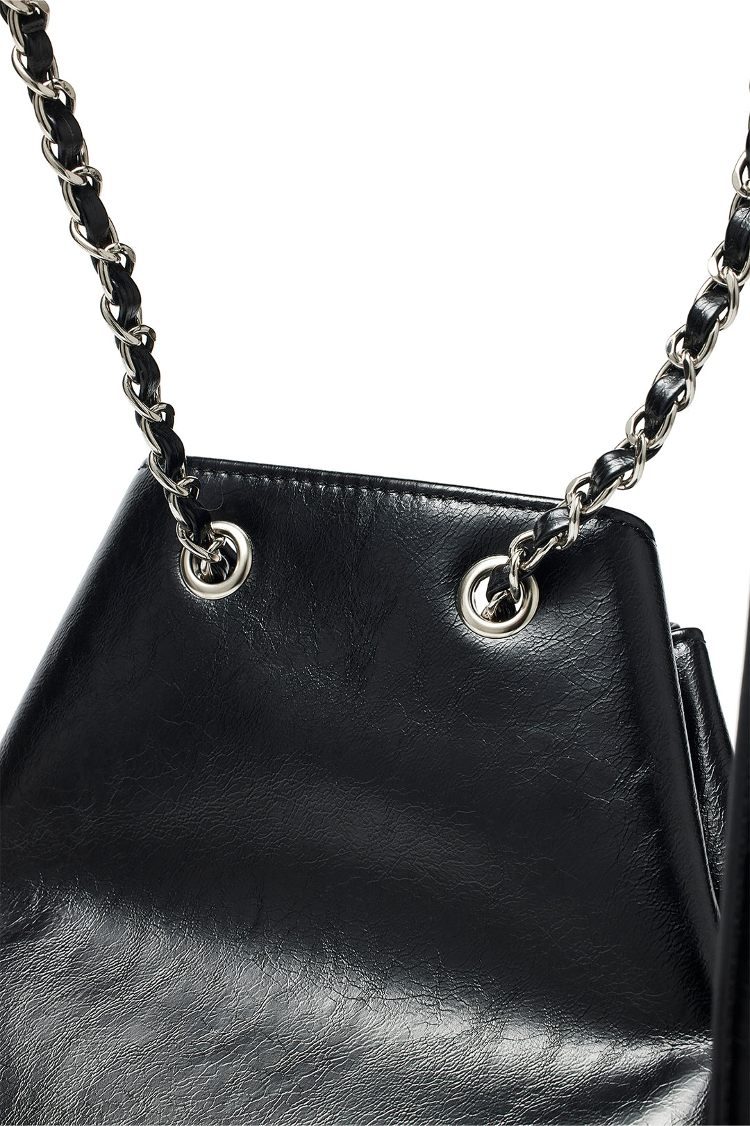 Matin Kim Draw String Ribbon Back Pack — Black