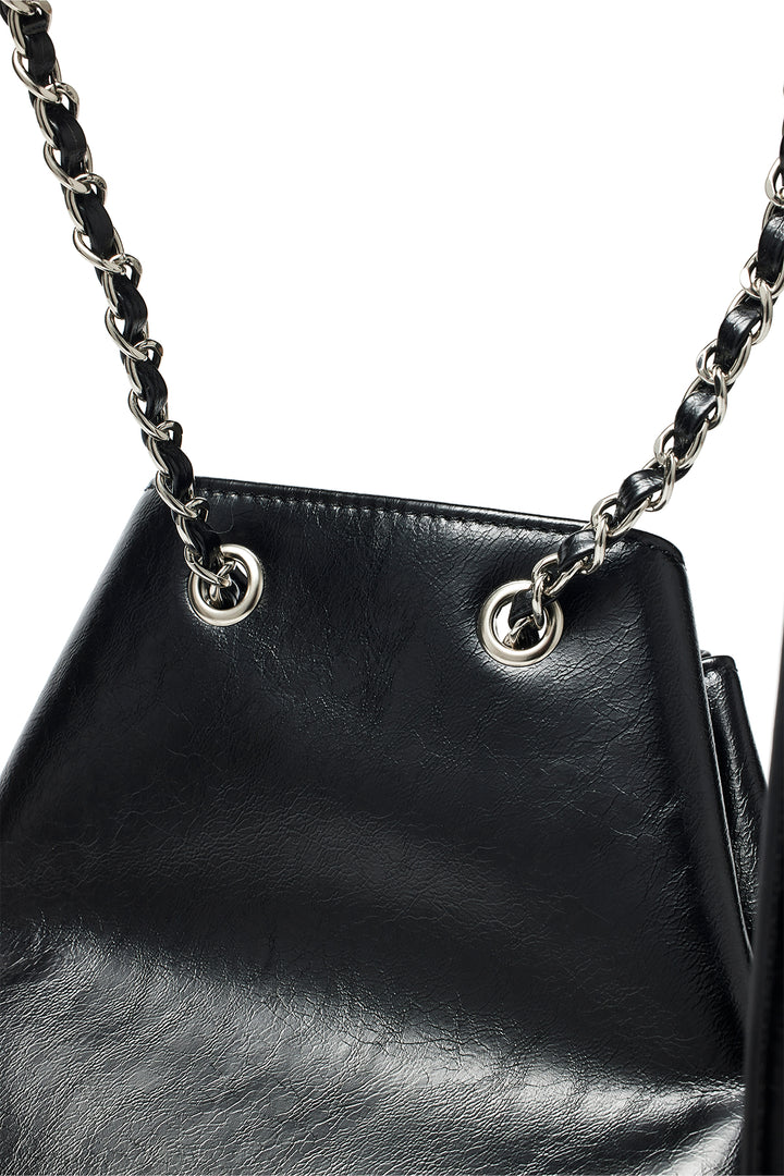 Matin Kim Draw String Ribbon Back Pack — Black