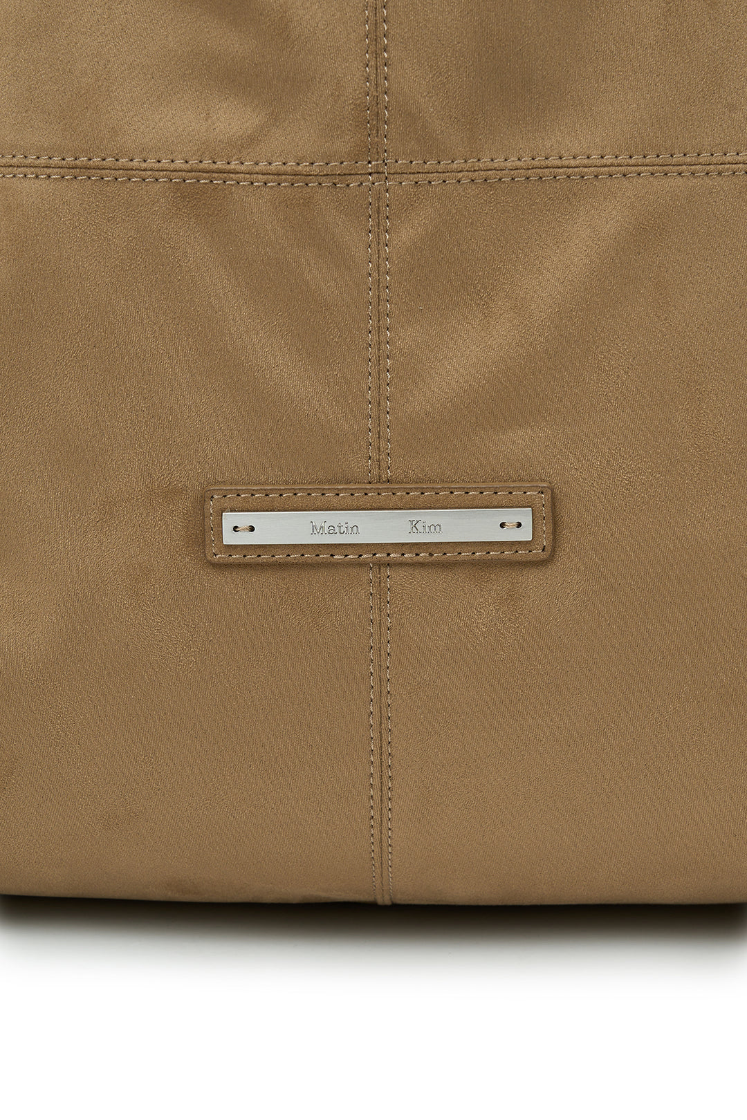Matin Kim Side String Suede Big Shoulder Bag — Beige