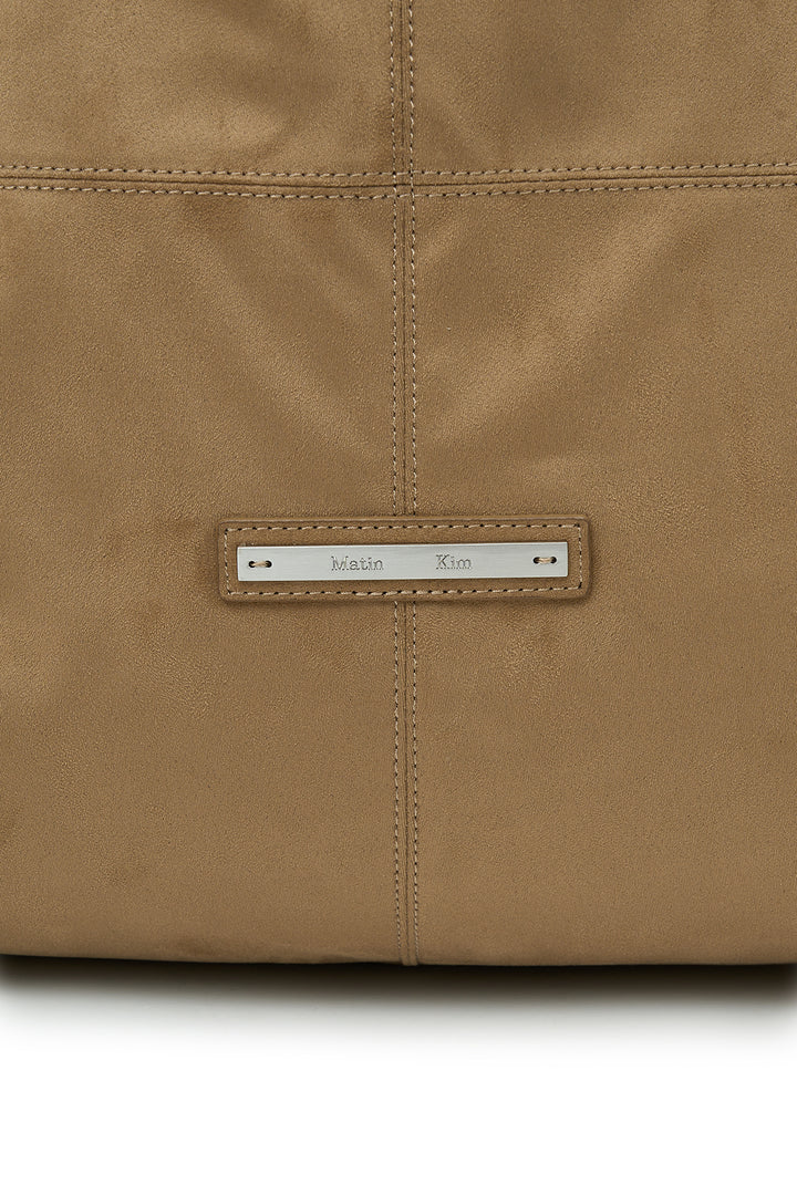 Matin Kim Side String Suede Big Shoulder Bag — Beige