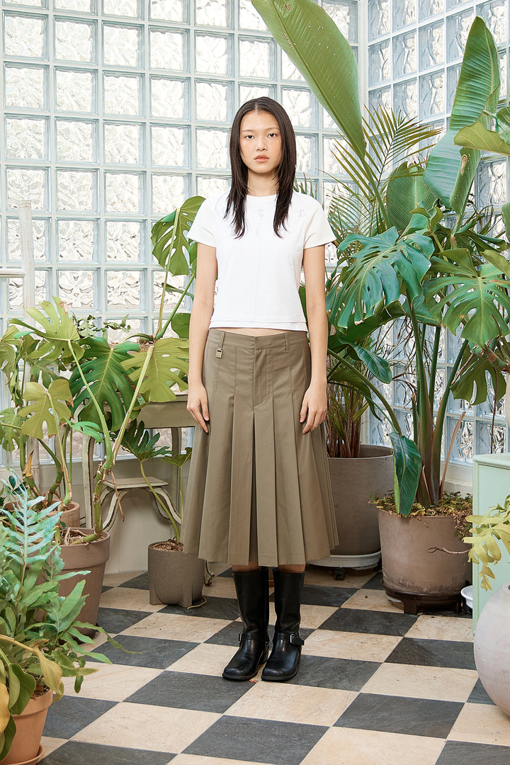 Matin Kim Pintuck Layered Slim Crop Top — White