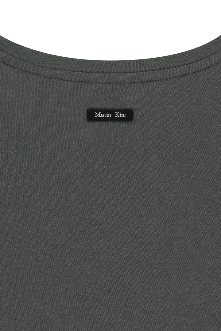 Matin Kim Label Point U Neck Top — Charcoal