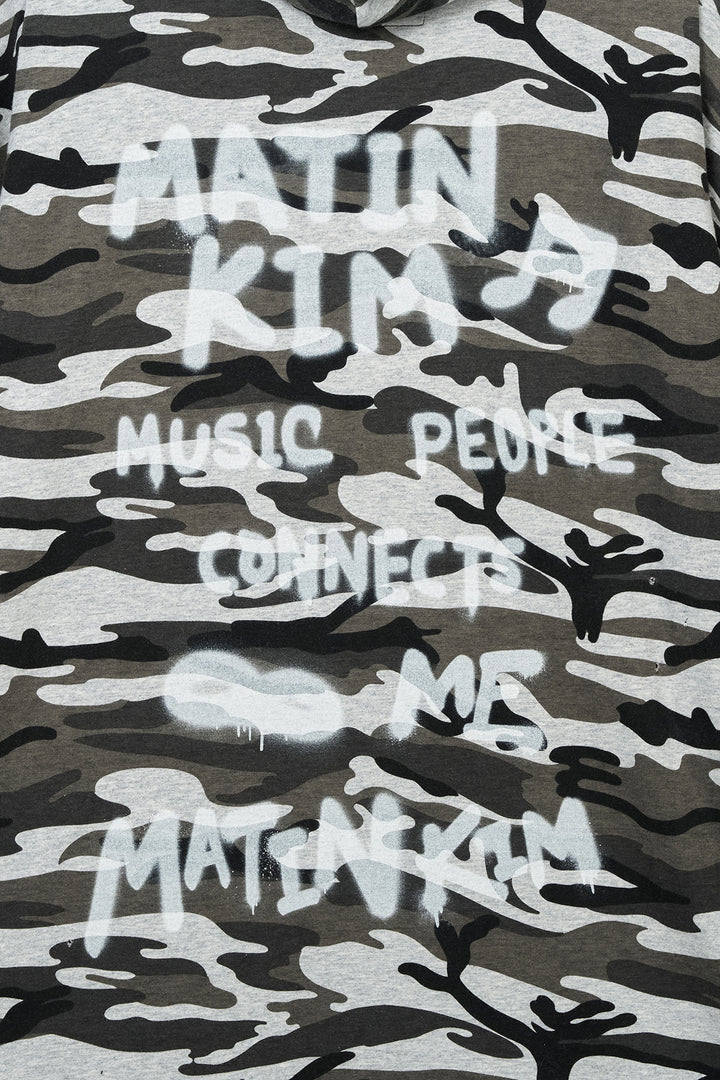 Matin Kim Typo Artwork Camouflage Hoody — Khaki