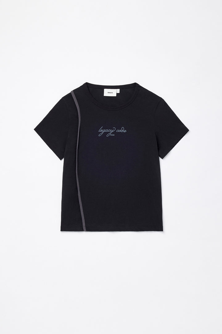KIMMATIN Back Slit Slim Top — Black