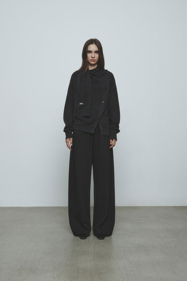 KIMMATIN Muffler Cardigan — Charcoal