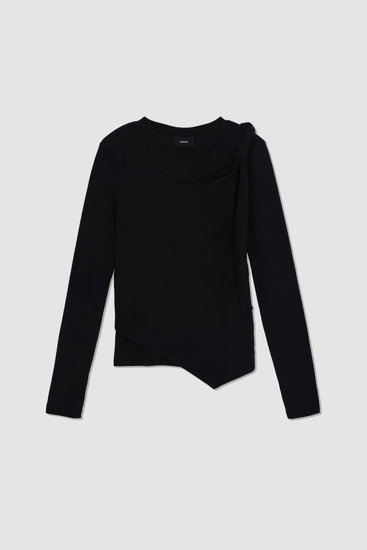 KIMMATIN Twist Strap Long Sleeve Top — Black