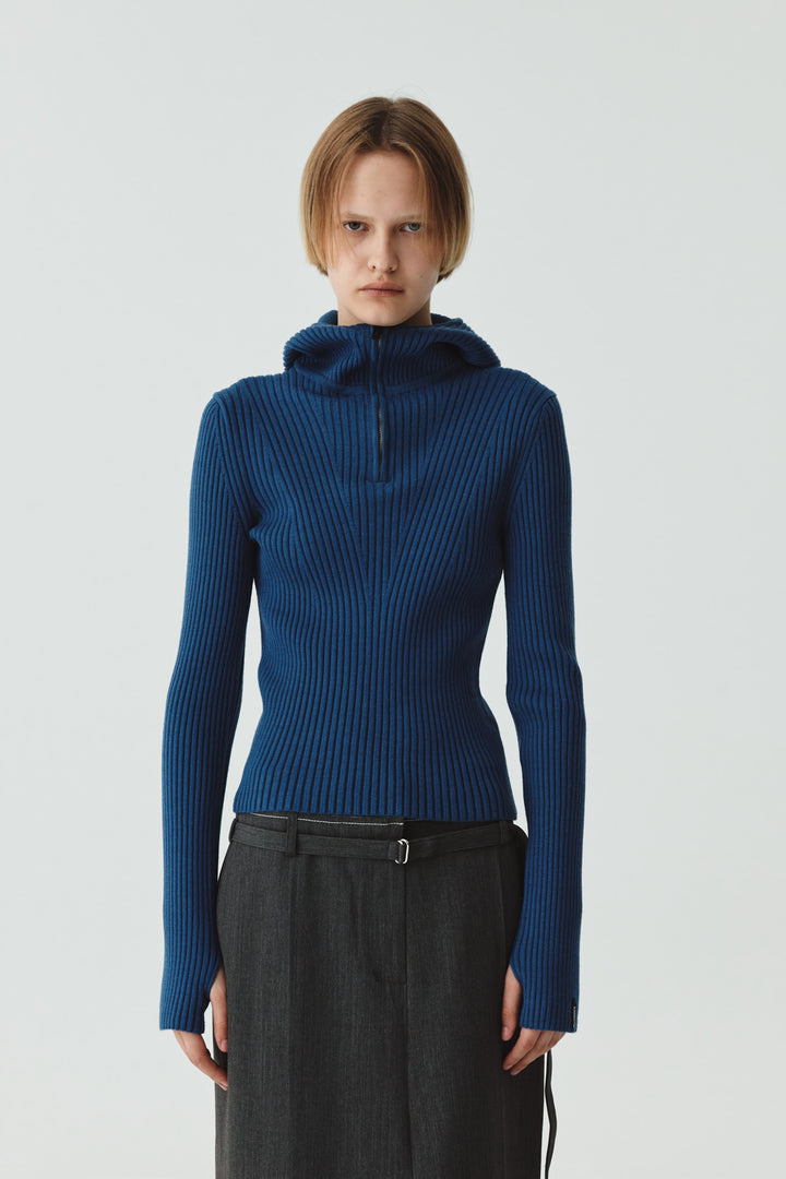 KIMMATIN Slimfit Half Zip Hoody — Blue