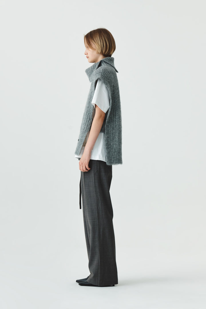 KIMMATIN Waist Point Belted Wool Trouser — Gray
