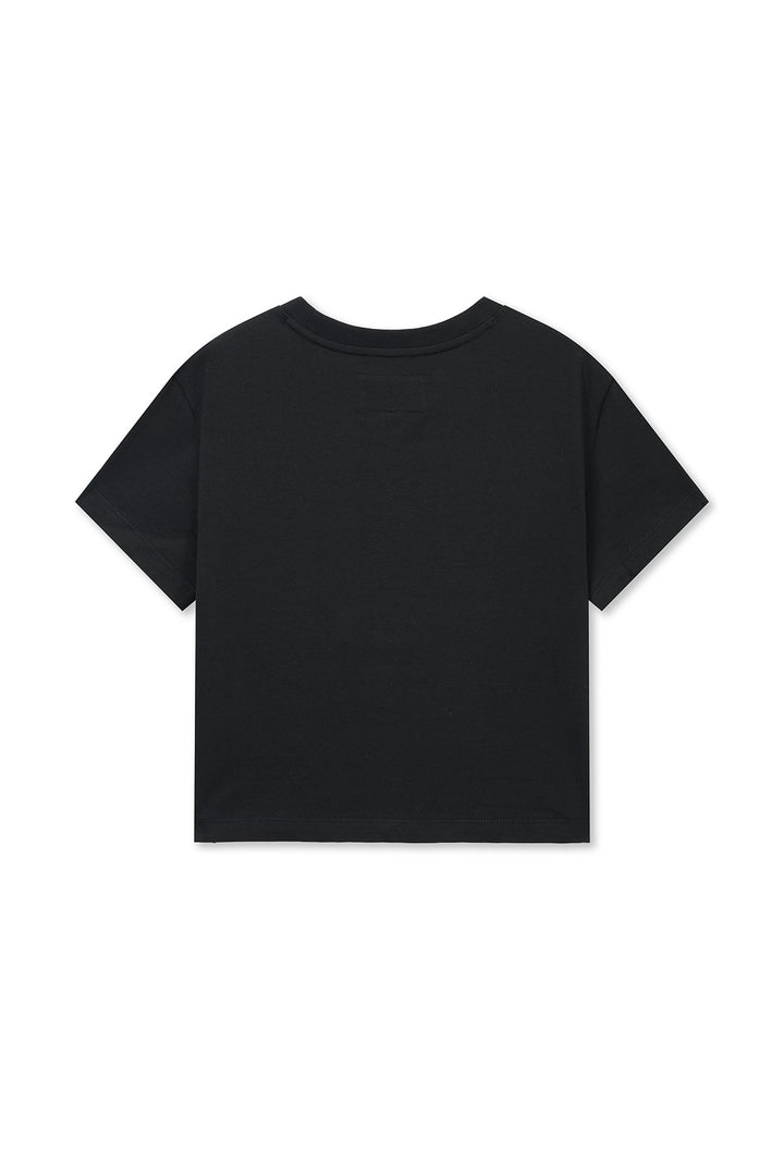 Matin Kim Label Point Lettering Crop Top — Black
