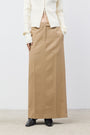 KIMMATIN Back Double Waist Maxi Skirt — Beige