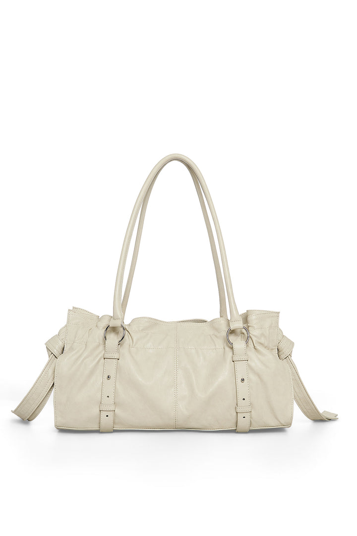 Matin Kim Shirring Tie Buckle Shoulder Bag — Beige