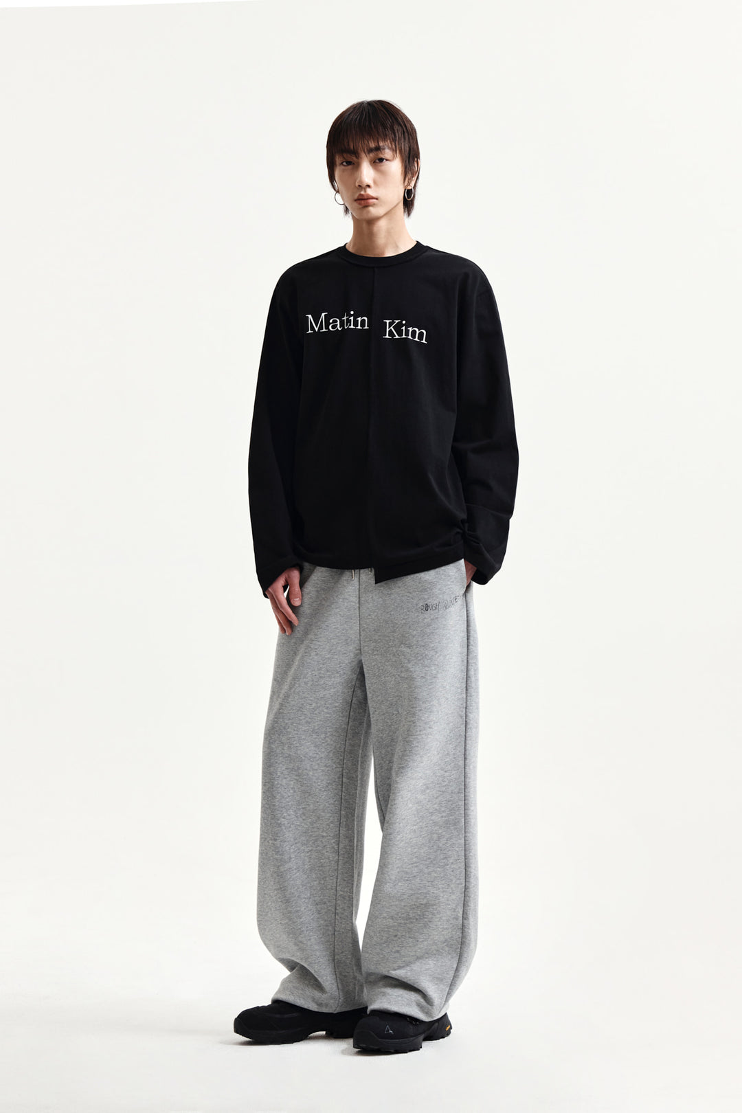 Matin Kim Asymmetric Logo Top — Black
