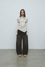 KIMMATIN Washed Corduroy Volume Pants — Brown